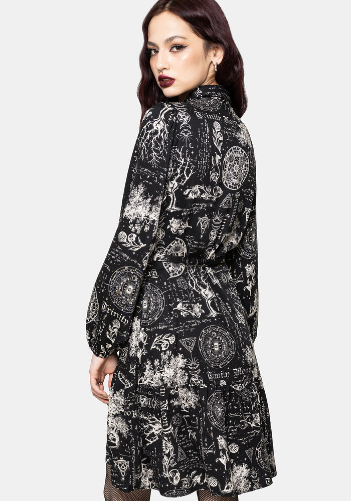 Trinity Moon Tiered Button Up Mini Shirt Dress