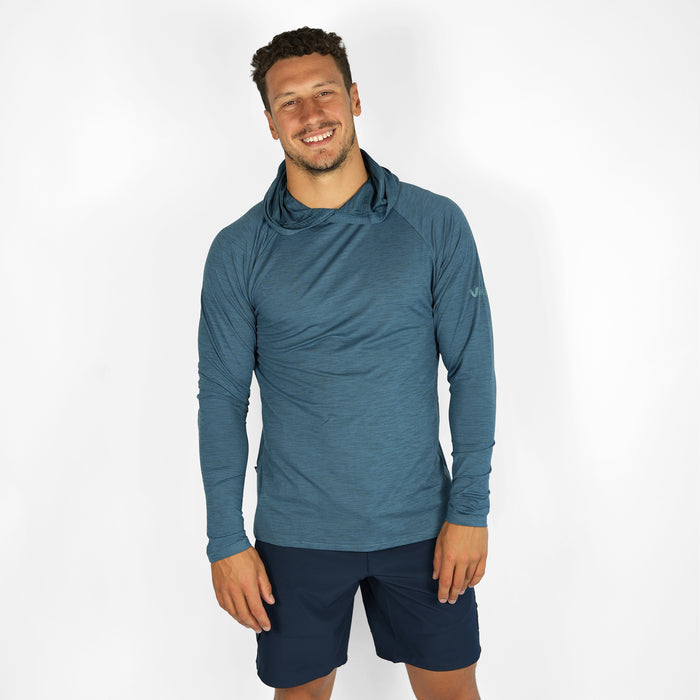 UV Ocean Tech Long Sleeve Hooded Top - Ocean Blue