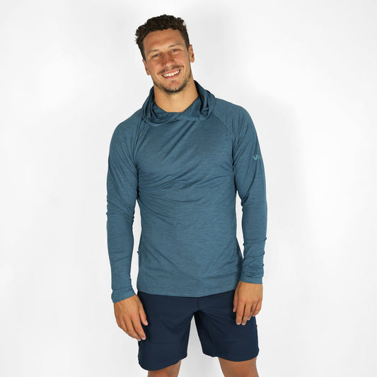 UV Ocean Tech Long Sleeve Hooded Top - Ocean Blue
