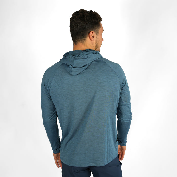 UV Ocean Tech Long Sleeve Hooded Top - Ocean Blue