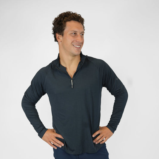 UV Ocean Tech Long Sleeve Zip Top - Charcoal