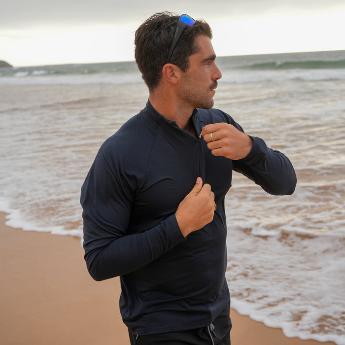 UV Ocean Tech Long Sleeve Zip Top - Charcoal