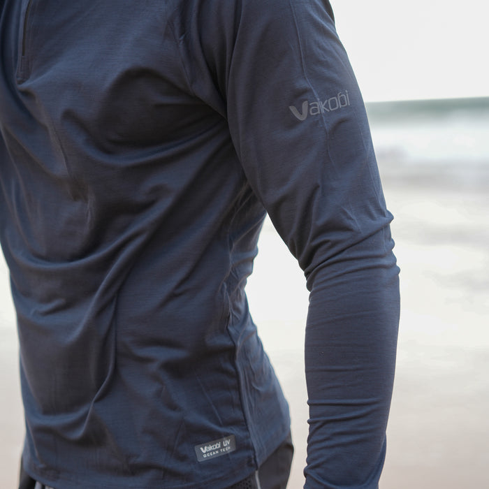 UV Ocean Tech Long Sleeve Zip Top - Charcoal