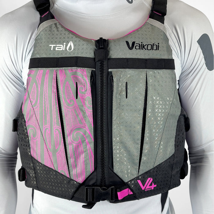V4 PFD - Tai Paddles Pūhoro Design - Pink/Grey