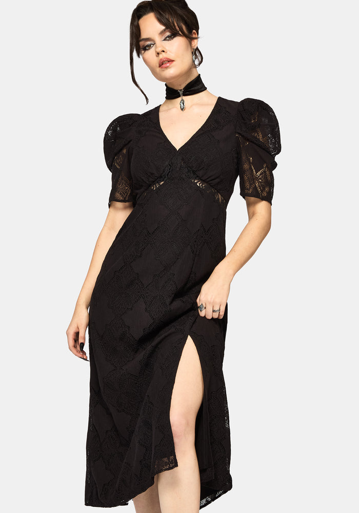 Zephyr Crossed Lace Midaxi Dress UK 10